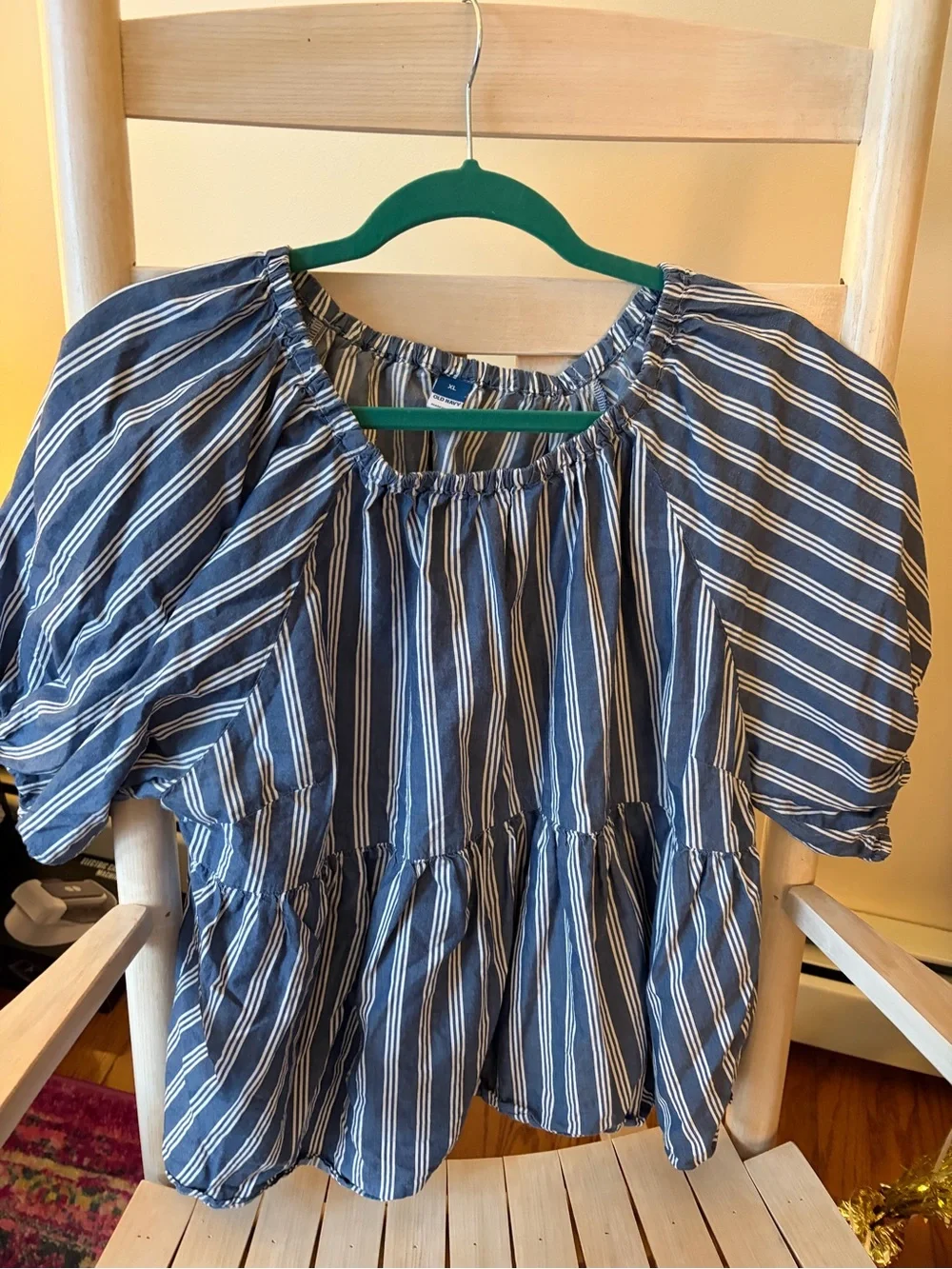 Old Navy Blue Striped Peasant Blouse - Casual Women's Top